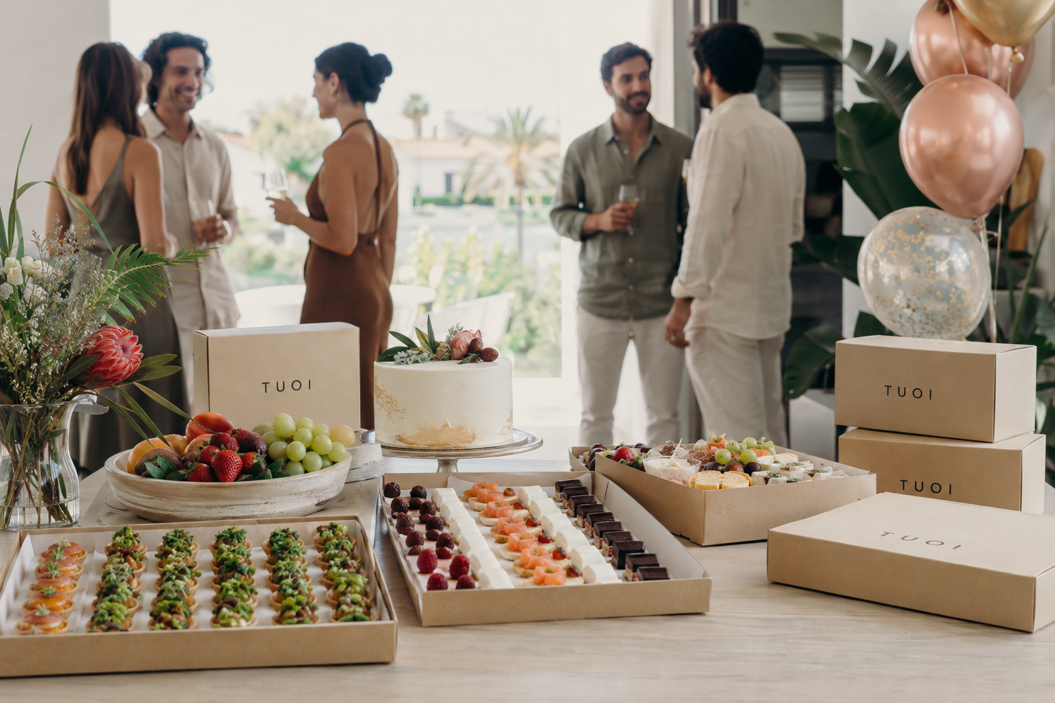 Catering TUOI preparado para una celebración de cumpleaños